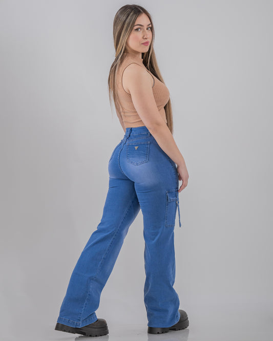 Jeans Cargo De Mezclilla claro tiro alto Con Bolsillo, Pantalón Cargo ancho de mujer hasta la cintura, a la moda, estilo urbano, Y2K