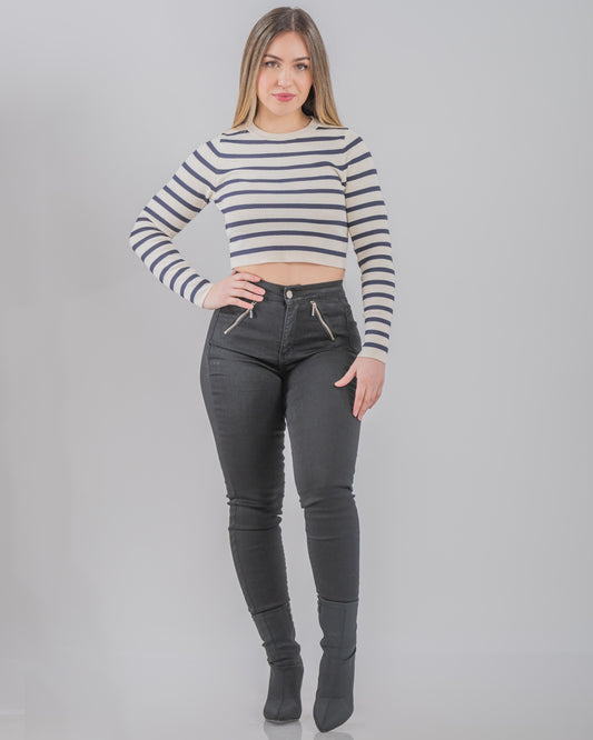 Pantalón ajustado tiro alto para mujer, Jeans elásticado pitillo skinny, con bolsillos laterales, estilo urbano versátil para mujer a la moda