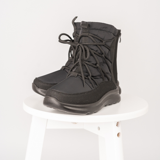 Botas permeables de invierno con chiporro por dentro Mujer | Botines Cortos Con Forro De Felpa Y Punta Redonda De Color negras | Botas Planas Cálidas De Invierno, para exterior