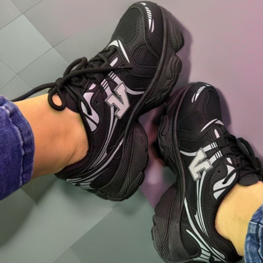 Zapatillas De Running Suela con volumen y detalles en relieves De Color negro, tendencia | Mujeres Zapatillas Deportivas A La Moda | Zapatos Deportivos Casuales Al Aire Libre