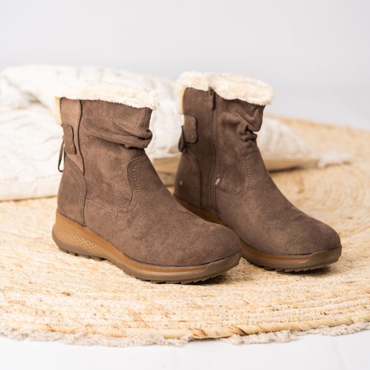 Botas cómodas de chiporro Invierno | Botines hasta los Tobillos color café versátil de invierno | Botines por dentro forradas de chiporro